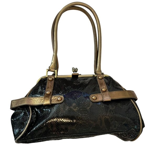The Find Metallic Snakeskin Embossed Leather Handbag - Picture 4 of 10